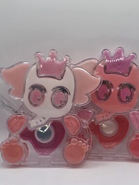 Magic Elephant Lip Gloss Duo - Pink & Peach w/hidden Mirror & hidden Brush